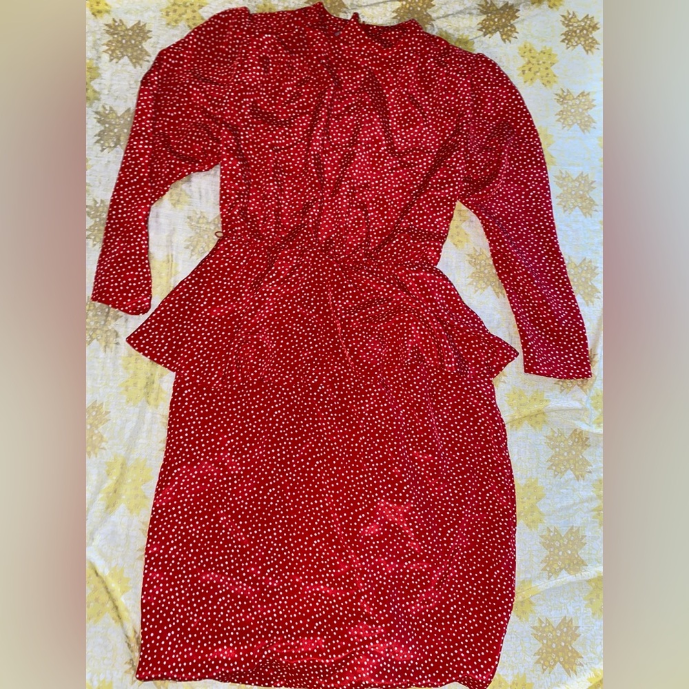 Red Polka Dot Long Sleeve Dress